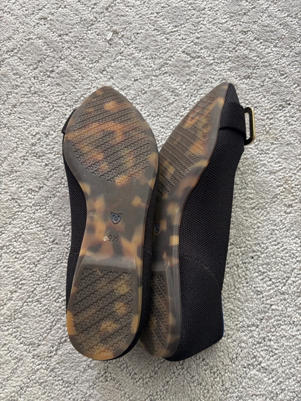 Rothy’s The Emblem Point II Black Flat with Gold Buckle - Picture 6 of 11